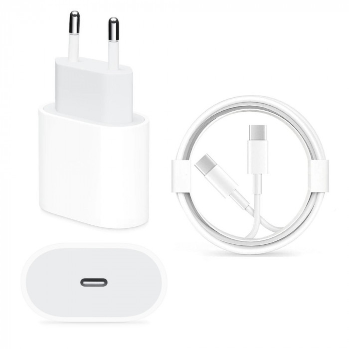 Set incarcator si cablu de date/incarcare USB C, 95cm, 20W