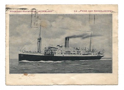 Carte postala S.S. Prins der Nederlanden - 1928 - circulata A032 foto