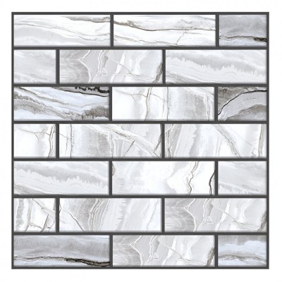 10 x Placi Tapet Autocolant 3D cu Imitatie de Marmura Dreptunghiulara, pentru Perete Bucatarie Sufragerie, Usor de Curatat foto