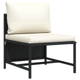 vidaXL Canapea modulară de mijloc cu pernă, negru, poliratan 313508