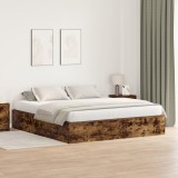 VidaXL Cadru de pat cu depozitare Stejar afumat 180x200 cm