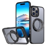 Husa de protectie din Silicon, Compatibil iPhone 16 Pro, Magnet Magsafe, Suport pentru telefon, Margini ridicate pentru protectie ecran si camera, Neg