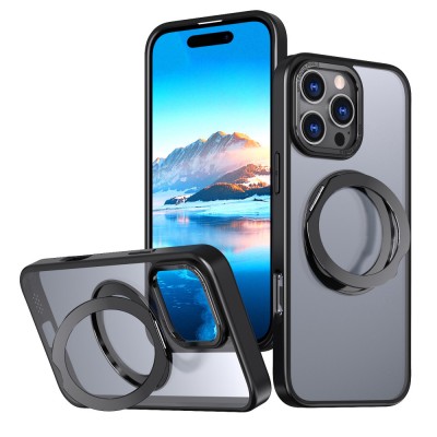 Husa de protectie din Silicon, Compatibil iPhone 13 Pro, Magnet Magsafe, Suport pentru telefon, Margini ridicate pentru protectie ecran si camera, Neg foto