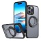 Husa de protectie din Silicon, Compatibil iPhone 16, Suport pentru telefon, Margini ridicate pentru protectie ecran si camera, Negru, Versatyx