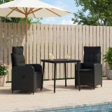vidaXL Set masă de canapea cu pernă cu pernă 3 pcs Negru 3422448