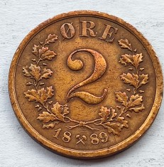 453. Moneda Norvegia 2 ore 1899 foto