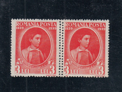 ROMANIA 1938 LP 128 CENTENARUL NASTERII REGELUI CAROL EROARE DANTELATURA MNH foto