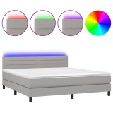 Cumpara ieftin Pat cu arcuri, saltea si LED, gri deschis, 180x200 cm, textil