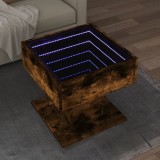 VidaXL Măsuță de cafea cu LED stejar fumuriu 50x50x45cm lemn prelucrat