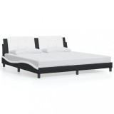 Cumpara ieftin Cadru de pat fara saltea Zadar negru si alb 200x200cm piele artificiala