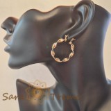 Cumpara ieftin Cercei rotunzi model impletit placati cu aur Watt - diametru 3 cm