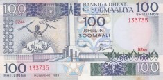 Bancnota Somalia 100 Shilingi 1989 - P35d aUNC ( vezi descriere )