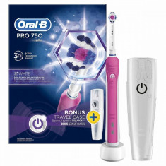 Periuta de dinti electrica Oral-B PRO 750 3D White Pink Edition + travel case foto