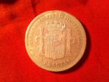 Moneda 5 pesetas 1871 Spania cal. Buna- F.Buna , 25g argint 900