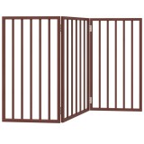 Cumpara ieftin Poarta pentru caini pliabila 3 panouri maro, 150 cm, lemn plop