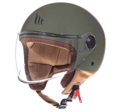 Casca open face pentru scuter - motocicleta MT Street S A6 verde mat &amp;ndash; omologare noua ECE 22.06 S (55/56cm) foto