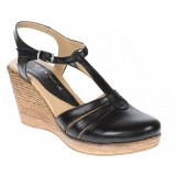 Sandale Dama Piele Naturala Negre GKR Ciucaleti Platforma 7cm, Marimi 36-41, Fabricate Romania