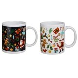 Set 2 Cani Ceramice Alb Negru cu Figurine și Ornamente Decorative, CMCLASS