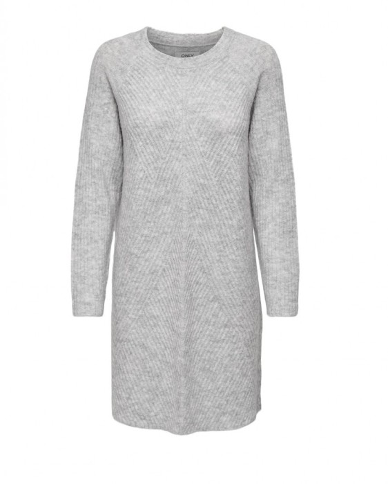 Rochie tricotata Only Onlcarol L S Knt Noos, gri, marime S - OUTLET