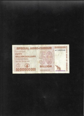 Rar! Zimbabwe 50000000000 50 000 000 000 dollars 2008 seria7085848 foto