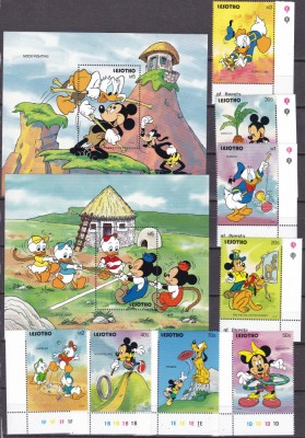 Lesotho 1991 Disney jocuri MI 935-942 + 2 bl.85,86 MNH foto