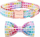 Set zgarda si papion pentru caine ARING PET, bumbac/metal, multicolor, marimea L