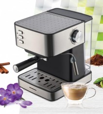 Espresor Heinner HEM-B2016BKS, optiuni preparare: espresso si spuma de lapte, capacitate rezervor apa detasabil: 1.6L, pompa de presiune: 20 bar, filt foto