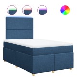Cumpara ieftin Pat box spring cu saltea, albastru, 120x200 cm, textil