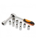 Set chei tubulare cu clichet 12buc 1/2 10-24mm Crom-Vanadiu HANDY