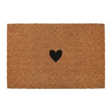 Covoras intrare casa PVC fibre cocos negru maro Inimioara 75x45x1 cm