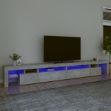 VidaXL Comodă TV cu lumini LED, gri beton, 290x36,5x40 cm