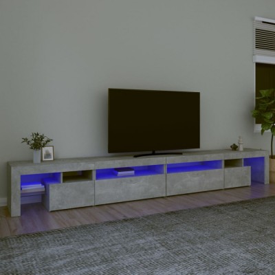 Comodă TV cu lumini LED, gri beton, 290x36,5x40 cm foto