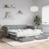 VidaXL Pat de zi cu extensie și sertare, gri deschis, 90x200 cm textil 3196852