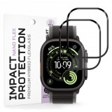 Folie Protectie Techsuit Nano Flex pentru Apple Watch Ultra Series, Set 2 bucati, Plastic, Neagra