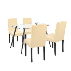 Leziter Set de masa Alen 4 1 negru-bej Mobalis Homvera