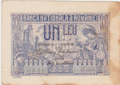 ROMANIA 1 LEU 1915 SERIE 3 CIFRE F foto