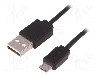 Cablu USB A mufa, USB B micro mufa, USB 2.0, lungime 1m, negru, QOLTEC - 50499