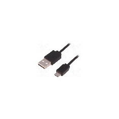 Cablu USB A mufa, USB B micro mufa, USB 2.0, lungime 1m, negru, QOLTEC - 50499