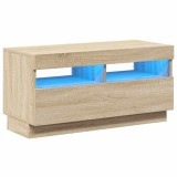 Cumpara ieftin Comoda TV cu lumini LED, stejar Sonoma, 80x35x40 cm