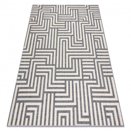 Covor SPRING 20421332 labyrinth sisal, buclat - cremă / gri, 200x290 cm