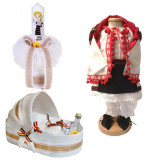 Set botez traditional fetita, trusou botez landou, lumanare si costum