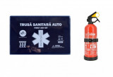 Kit siguranta rutiera - Trusa medicala auto prim ajutor + Stingator 1kg OMC