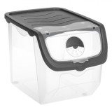 Recipient de Depozitare, Model Stivuibil, Capac Transparent cu Aerisire, Capacitate 12L, Plastic, Transparent/Antracit, Oem