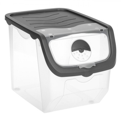 Recipient de Depozitare, Model Stivuibil, Capac Transparent cu Aerisire, Capacitate 12L, Plastic, Transparent/Antracit foto