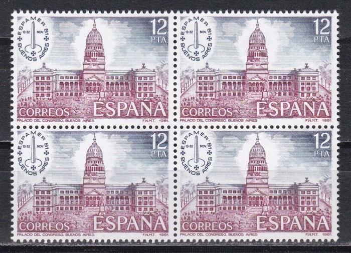 Spania 1981 -Expo. internaț. de timbre ESPAMER &#039;81, Buenos Aires, Bloc de 4, MNH