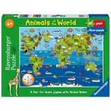 Cumpara ieftin Ravensburger - Puzzle mare de podea harta animalele lumii 60 piese