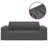 Husa elastica pentru canapea 2 locuri poliester jersey antracit