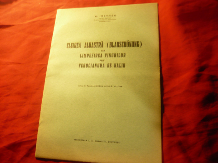 Studiu Viticultura 1938- Cleirea Albastra in limpezirea vinurilor prin..,16 pag.