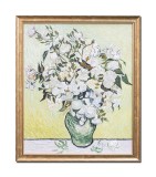 Cumpara ieftin Tablou celebru Trandafiri albi inramat pictat manual, 65x55cm ulei pe panza reproducere Vincent van Gogh