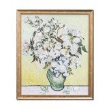 Tablou celebru Trandafiri albi inramat pictat manual, 65x55cm ulei pe panza reproducere Vincent van Gogh